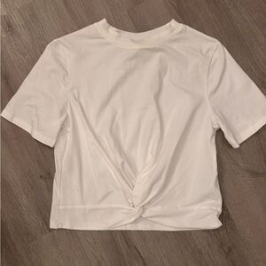 White Twist Front Cropped Women's Top